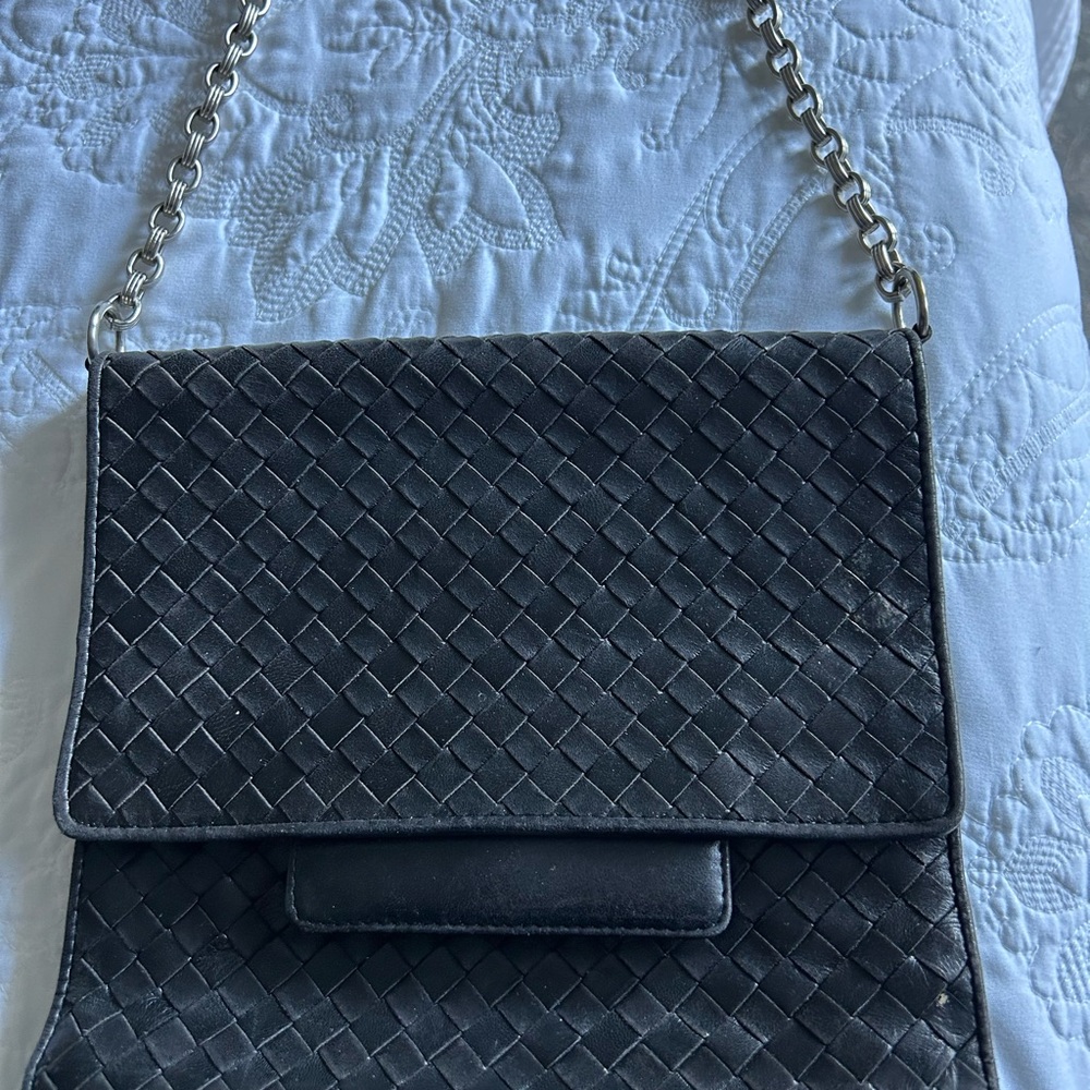 Bottega Veneta Black Woven Shoulder Bag